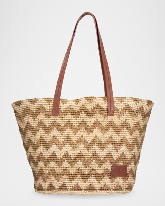 Chevron Raffia Tote Bag
